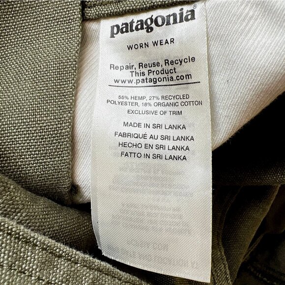 Patagonia Women M All Seasons Hemp Canvas Bib Overalls Cotton Double Knee Green - Picture 9 of 9